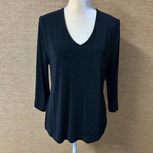 Chico’s Travelers Top Womens Large 12/14 Black Slinky